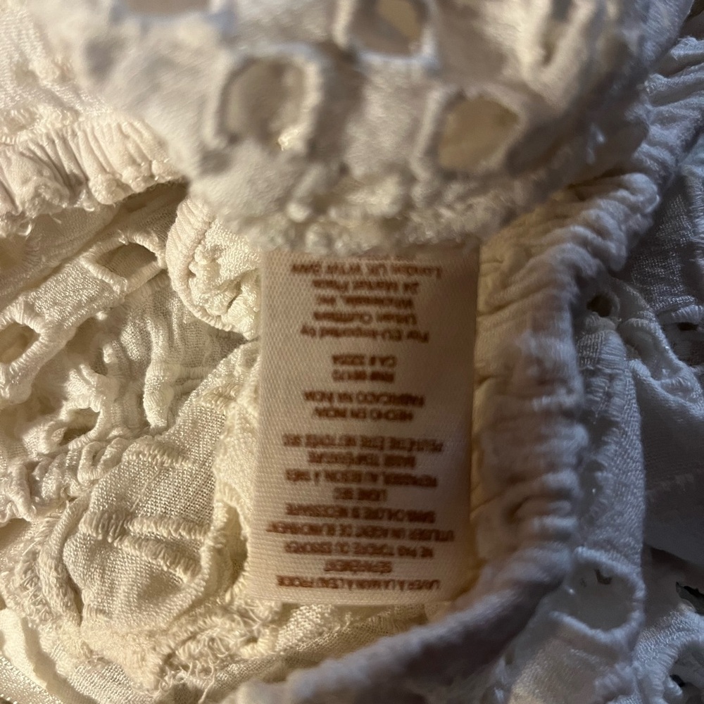 Free People That Girl Off The Shoulder Eyelet Cropped Top Gold Tag White XS - Picture 11 of 13